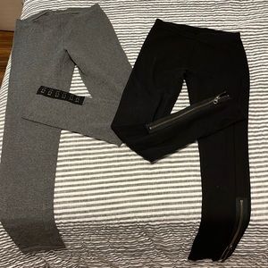 Loft size S leggings. One black with zipper. One grey with black detailing.